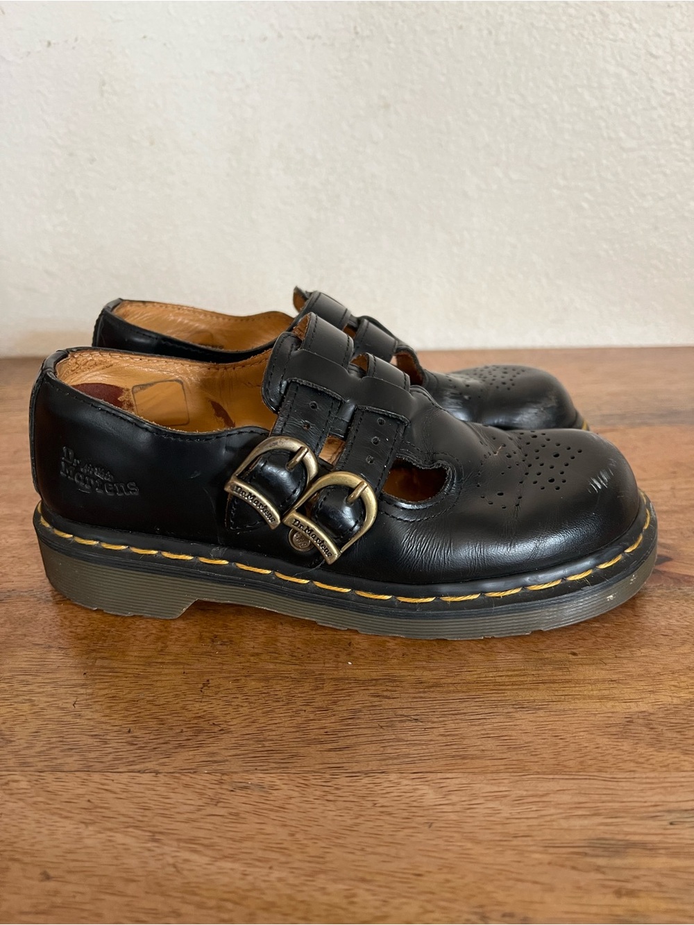 Dr. Martens Black Leather Mary Jane Made in England Buckle Strap Shoes Size 6